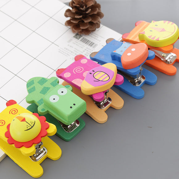 cartoon wooden animal mini stapler